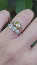 Load and play video in Gallery viewer, Bright yellow Art deco Sapphire and diamond ring 18ct yellow and white gold
