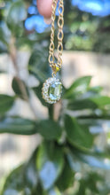 Load and play video in Gallery viewer, Vintage aquamarine &amp; diamond petal pendant 9ct yellow gold
