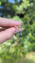 Load and play video in Gallery viewer, Australian parti sapphire and diamond drop earrings in 9ct yellow gold c1980s
