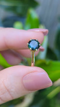 Load and play video in Gallery viewer, Vintage Parti sapphire solitaire ring in 9ct yellow gold

