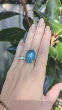 Load and play video in Gallery viewer, Glowing Aquamarine cabochon in sterling silver
