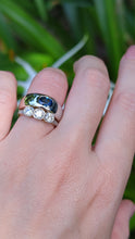 Load and play video in Gallery viewer, Vintage natural blue sapphire 9ct white gold dome band
