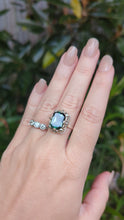Load and play video in Gallery viewer, Leaves and vines mid century German green spinel silver ring
