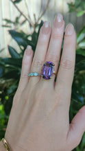 Load and play video in Gallery viewer, Vivid Amethyst ring c1967 UK 9ct yellow gold
