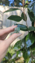Load and play video in Gallery viewer, Vintage c1970s emerald cluster ring in silver
