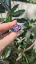 Load and play video in Gallery viewer, Vivid Amethyst ring c1967 UK 9ct yellow gold
