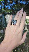 Load and play video in Gallery viewer, Bright Australian sapphire spray cocktail ring in silver c1970s
