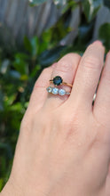 Load and play video in Gallery viewer, Vintage Parti sapphire solitaire ring in 9ct yellow gold
