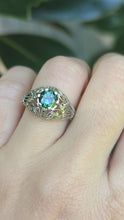 Load and play video in Gallery viewer, c1925 Art deco Green sapphire bombe ring in platinum and 18ct yellow gold
