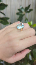 Load and play video in Gallery viewer, Vintage aquamarine cocktail ring c1960s in 9ct yellow gold.
