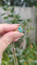 Load and play video in Gallery viewer, Bright lagoon Green Tourmaline pendant 9ct
