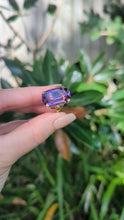 Load and play video in Gallery viewer, Vivid Amethyst ring c1967 UK 9ct yellow gold
