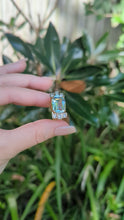 Load and play video in Gallery viewer, Fabulous 1940s aquamarine tank cocktail ring in 14ct Yellow, white &amp; rose gold.
