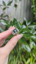Load and play video in Gallery viewer, 'Monets Gardens' French made green spinel silver ring c1930s
