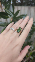 Load and play video in Gallery viewer, Sleek natural forest green &amp; teal tourmaline in 9ct yellow gold c1970s
