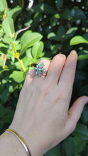 Load and play video in Gallery viewer, Vintage c1970s emerald cluster ring in silver.
