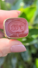 Load and play video in Gallery viewer, Georgian Carnelian Intaglio signet ring 9ct yellow gold

