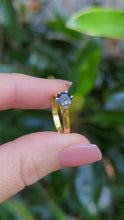 Load and play video in Gallery viewer, Bright dark blue Australian sapphire in handmade 18ct yellow and white gold
