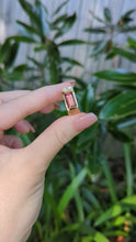 Load and play video in Gallery viewer, Pink tourmaline &amp; diamond brutalist signet in 9ct yellow gold
