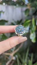 Load and play video in Gallery viewer, Vintage c1970s Australian parti sapphire flower cluster in silver.
