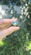 Load and play video in Gallery viewer, Vintage aquamarine ring c1960s Birmigham in yellow gold
