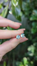Load and play video in Gallery viewer, Aquamarine stud earrings 9ct rosey yellow gold
