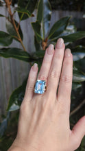 Load and play video in Gallery viewer, Showpiece 1940s retro blue topaz ring in heavy handmade 9ct yellow gold

