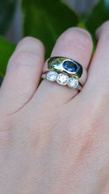 Load and play video in Gallery viewer, Vintage natural blue sapphire 9ct white gold dome band
