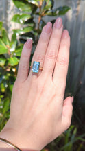 Load and play video in Gallery viewer, Serene natural aquamarine cocktail ring c1970s 9ct
