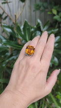 Load and play video in Gallery viewer, Huge 23ct vintage cognac citrine cocktail ring sterling silver
