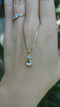 Load and play video in Gallery viewer, Pink Peony zircon drop pendant 9ct yellow gold
