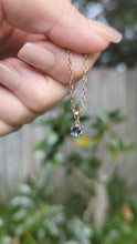 Load and play video in Gallery viewer, Teal blue green sapphire in 9ct yellow gold pendant
