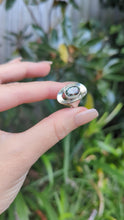 Load and play video in Gallery viewer, Shield maiden mid century green spinel ring in silver
