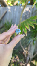Load and play video in Gallery viewer, Art Deco bright blue glass ring in 900 silver

