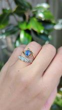 Load and play video in Gallery viewer, Sri Lankan sapphire in handmade 9ct yellow and white gold setting c1980s
