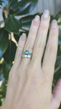 Load and play video in Gallery viewer, Bright blue Montana sapphire in c1930s ornate 9ct Australian ring.
