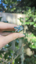 Load and play video in Gallery viewer, Bright Australian sapphire spray cocktail ring in silver c1970s
