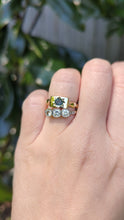 Load and play video in Gallery viewer, Teal sapphire bamboo signet 9ct yellow gold

