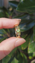 Load and play video in Gallery viewer, Mixed green sapphire trilogy 9ct wide band
