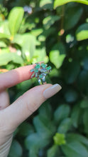 Load and play video in Gallery viewer, Vintage c1970s emerald cluster ring in silver.
