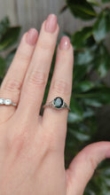Load and play video in Gallery viewer, Vintage Parti sapphire in silver filigree ring

