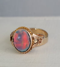 Load image into Gallery viewer, Australian Opal doublet c1930s rosey 9ct gold ring
