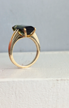 Load image into Gallery viewer, Sleek natural forest green &amp; teal tourmaline in 9ct yellow gold c1970s
