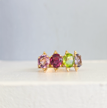 Load image into Gallery viewer, Australian Harlequin four stone ring 18ct rosey gold
