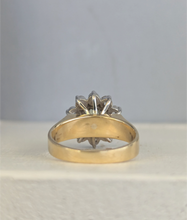 Load image into Gallery viewer, c1980s Teal Sapphire flower cluster in 9ct yellow and white gold

