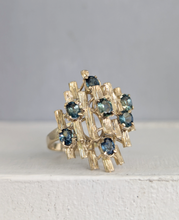 Load image into Gallery viewer, c1970s Brutalist Australian sapphire ring in 14k yellow gold
