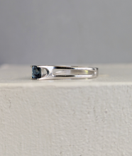 Load image into Gallery viewer, Brilliant blue Australian sapphire in an high artful 9ct white gold ring
