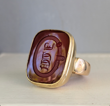 Load image into Gallery viewer, Georgian Carnelian Intaglio signet ring 9ct yellow gold
