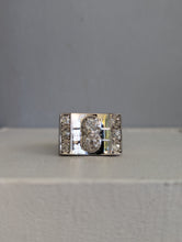 Load image into Gallery viewer, Old European diamond tank ring in 9ct white gold.
