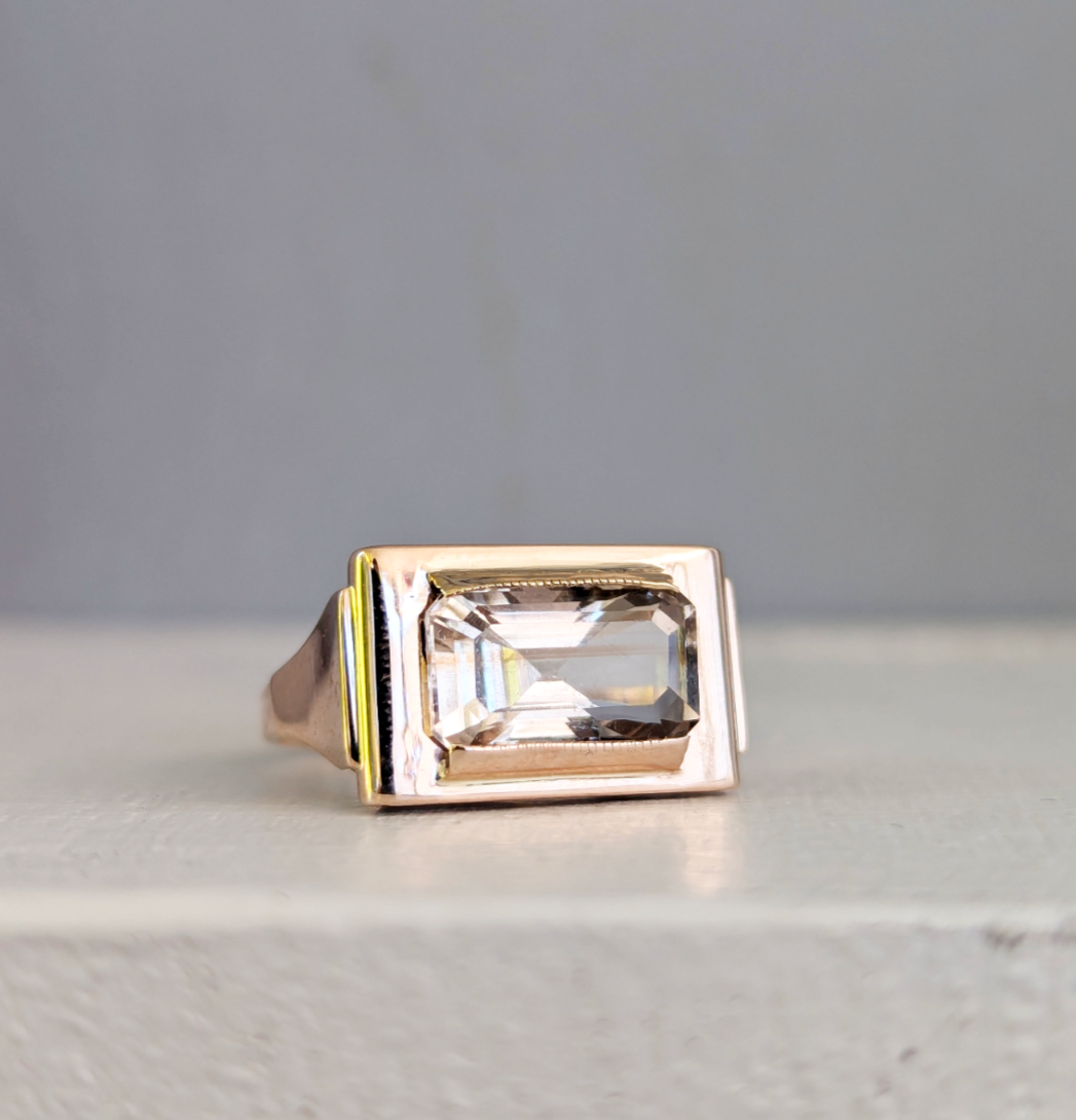 German Peach topaz East West 1930s 8ct